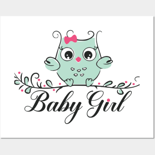 Baby girl cute owl Posters and Art